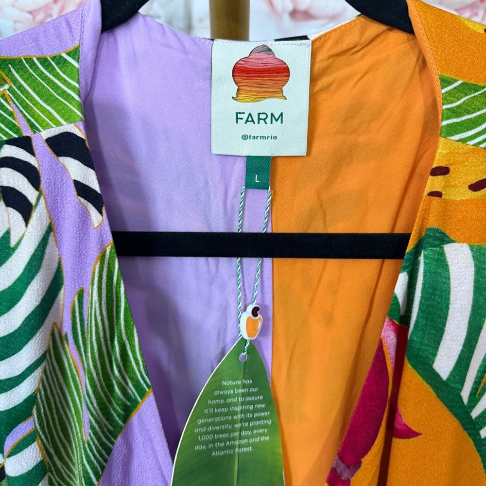 NWT Farm Rio Mixed Striped Bananas Wrap Maxi Dress size L - Picture 5 of 7